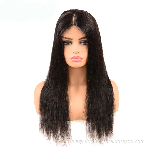 Natural Color Long Straight 13*4 HD Swiss Lace Front Hair Wig For Black Women